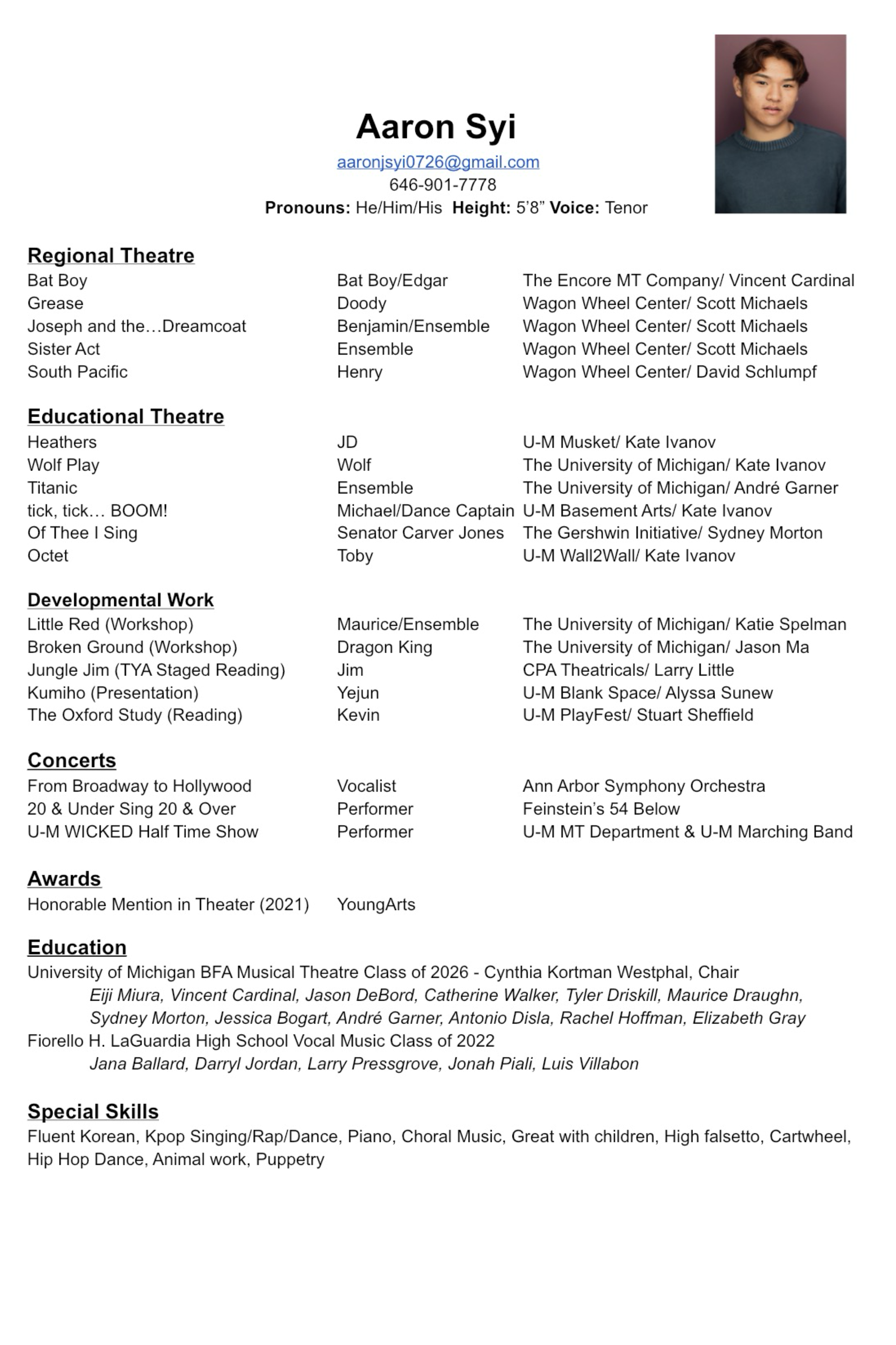 Aaron Syi’s Résumé
