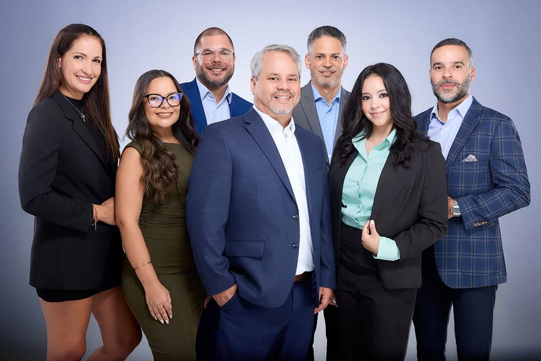A picture of the Founding Team. From left to right, Gretell Báez, Tiffany Albaladejo, Roberto Rodríguez, Jose Sierra, Juan Berrios, Ambar Cordero and Pedro Esparra