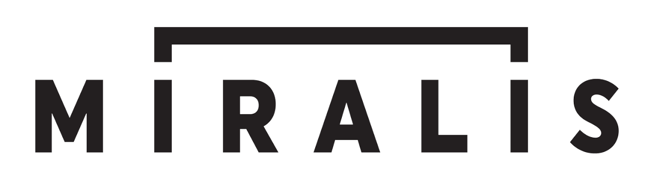 Logo de Miralis avec le nom en grosses lettres noires dans un style simple, entouré d'un cadre rectangulaire.
