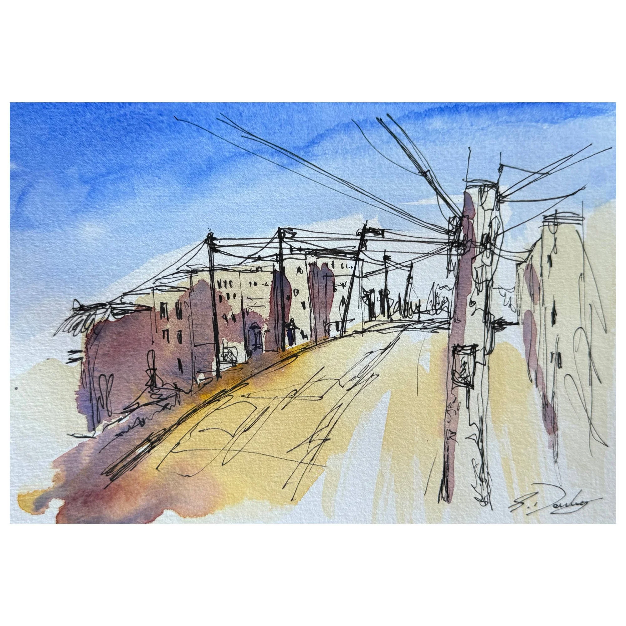 Wires and Warm Light - A5 Original