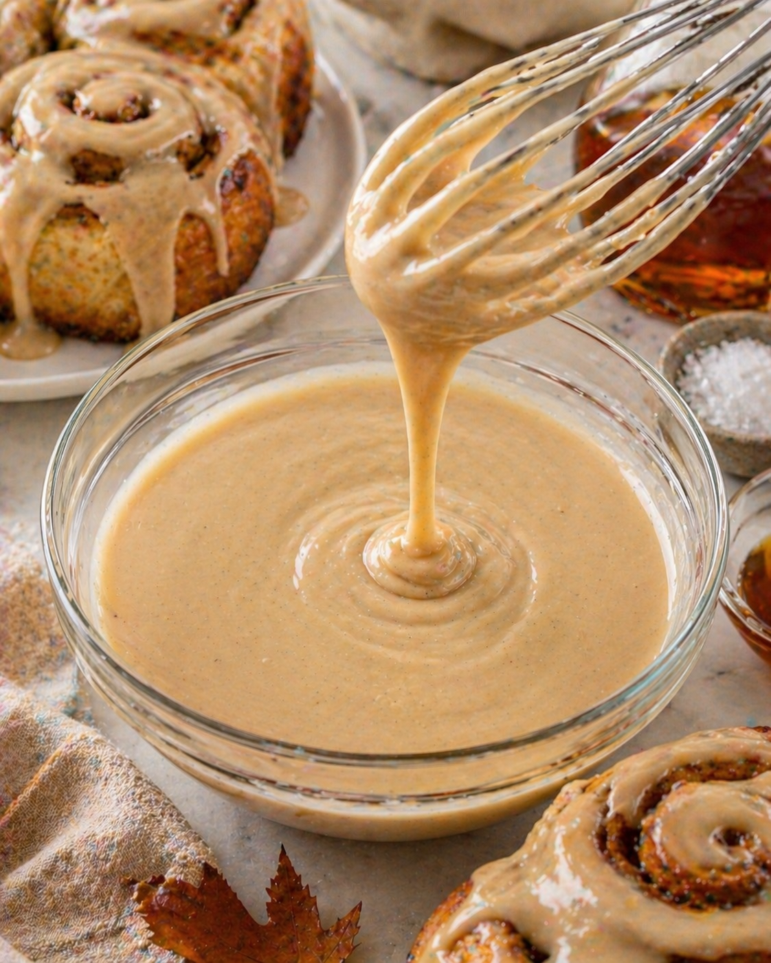 Salted Maple Cinnamon Roll Icing