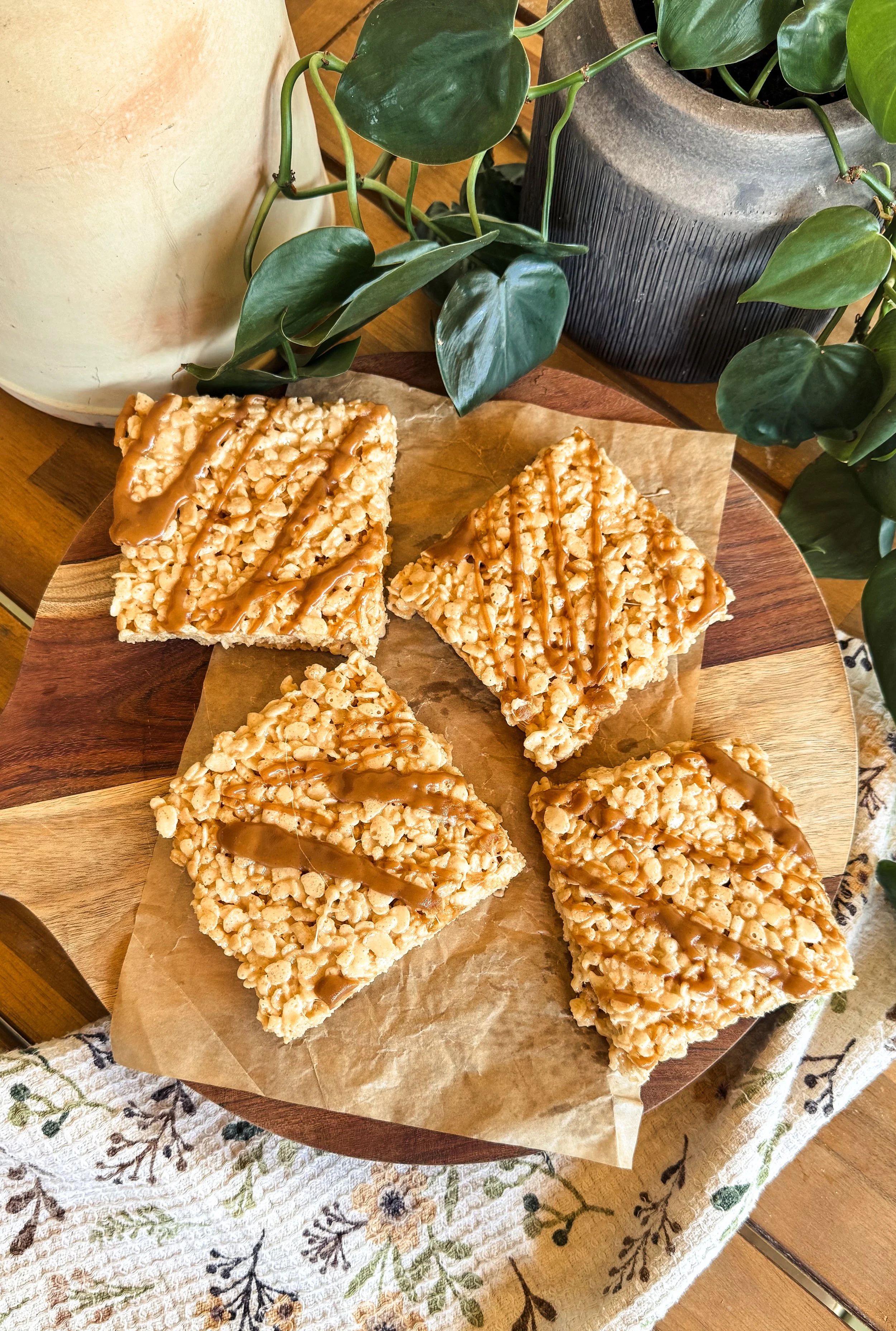 Salted Caramel Rice Cereal Treats 