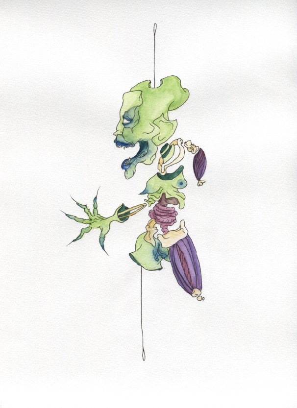 Nobody really knows what they're doing (2017) 14"x8.5"
- Ink and watercolor on paper