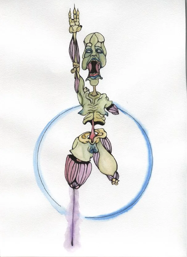 Help me look outside myself (2017) 14"x8.5"
- Ink and watercolor on paper