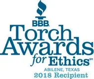 BBB Torch Awards for Ethics logo with torch symbol, text indicating Abilene, Texas