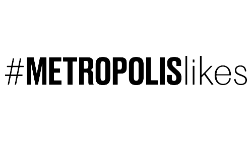 Black hashtag and text reading '#METROPOLIS likes' on a white background.