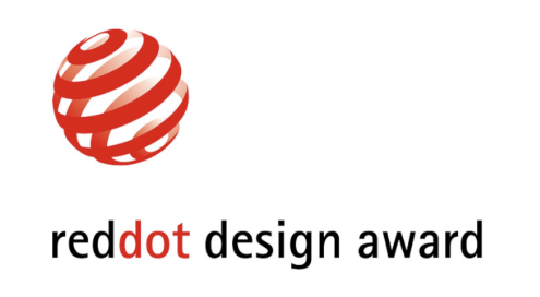 Red Dot Design Award logo with a red and white spherical design.