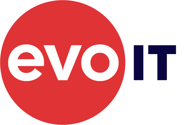 Evo IT logo with a red circle containing 'evo' and a white circle containing 'IT' in bold letters.