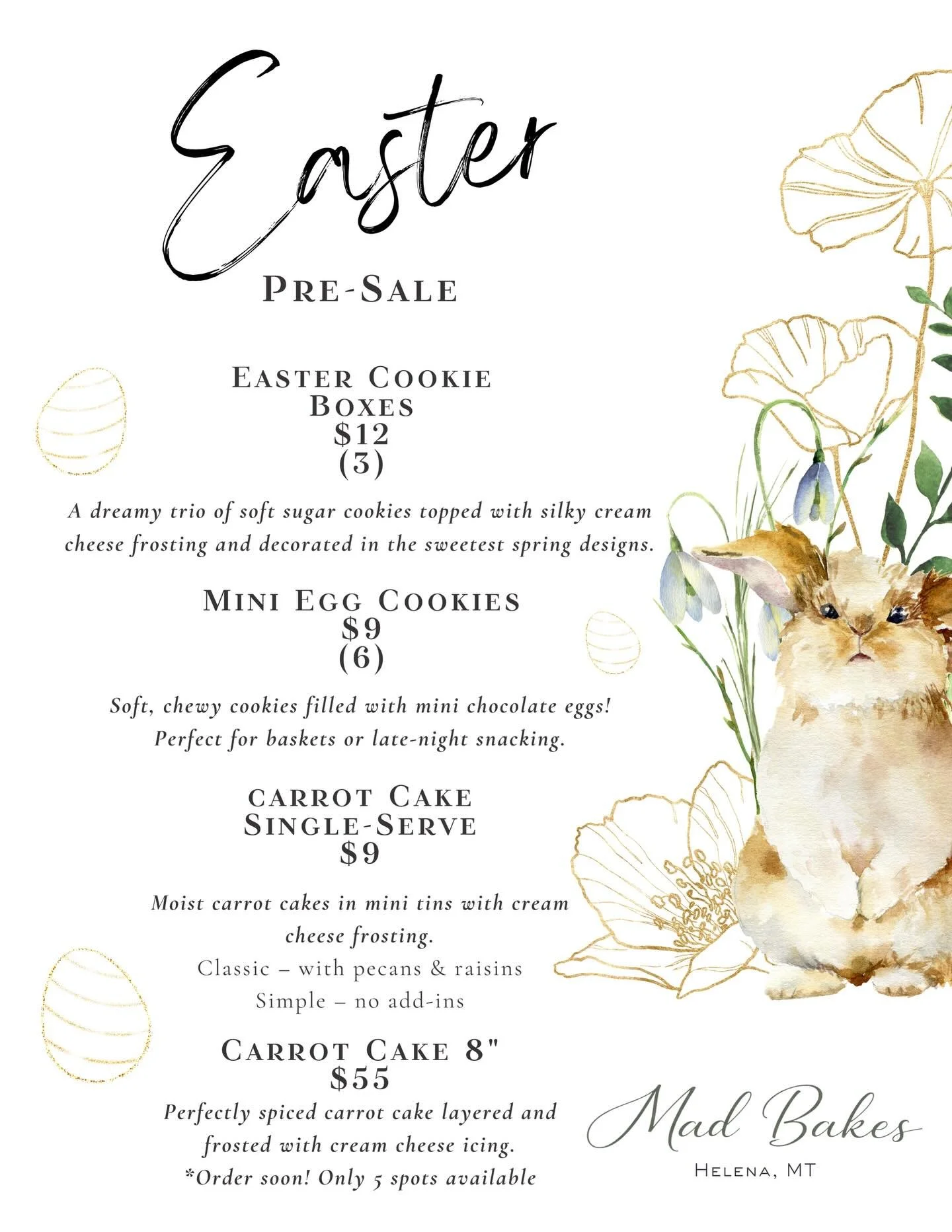 Who's ready for easter!! Check out our pre-sale items! These items are available for local pickup or delivery for an extra $10 (must be within 20 mi of Helena). Message me or clock the link in our bio to secure your order today! Supplies are limited!