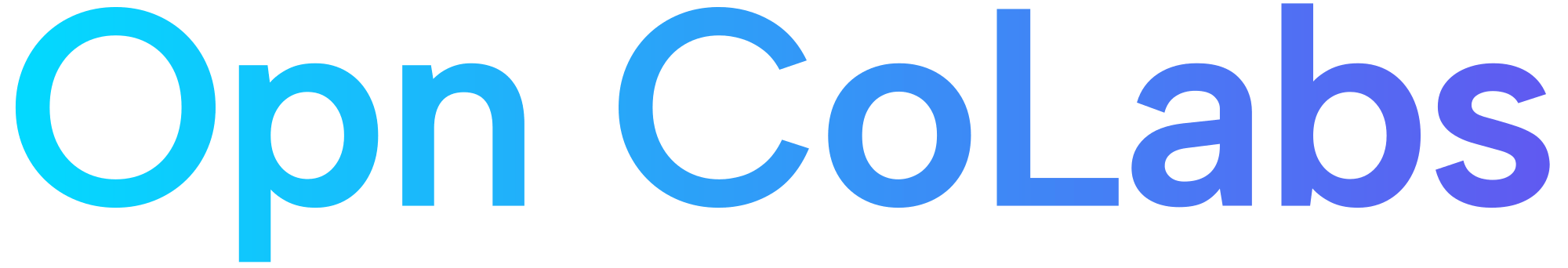 Text in shades of blue that reads "Opn Collabs"