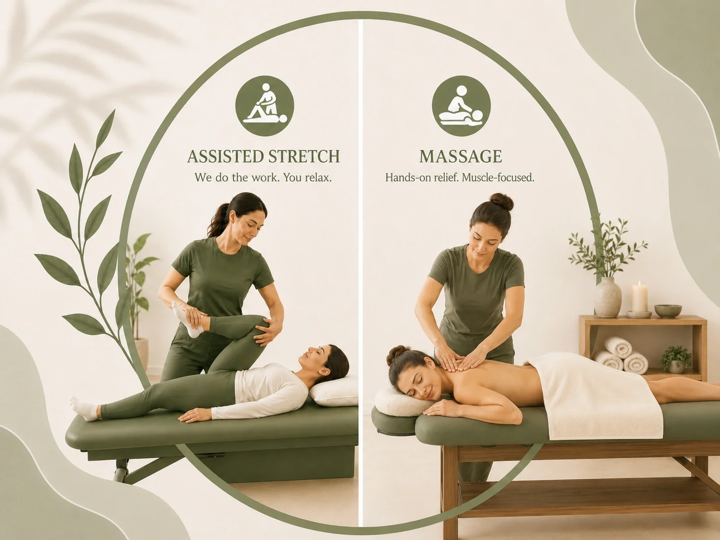 Assisted stretching compared to massage therapy at Stretch Suite Oswego NY