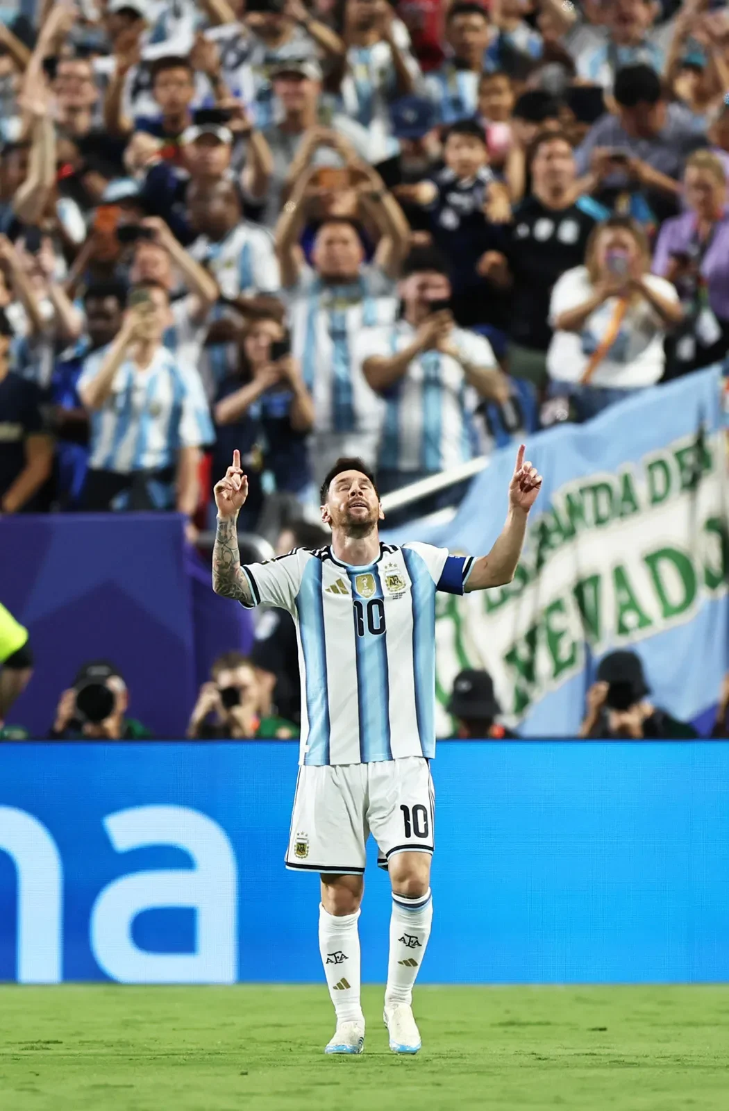 Lionel Messi celebration after scoring a goal during the fifa world cup for Argentina