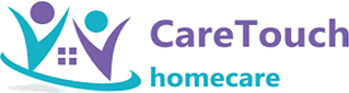 CareTouch homecare logo with stylized figures and text for healthcare and homecare