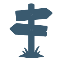 Signpost with multiple directional arrows pointing in different directions.