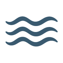 Four wavy lines representing water