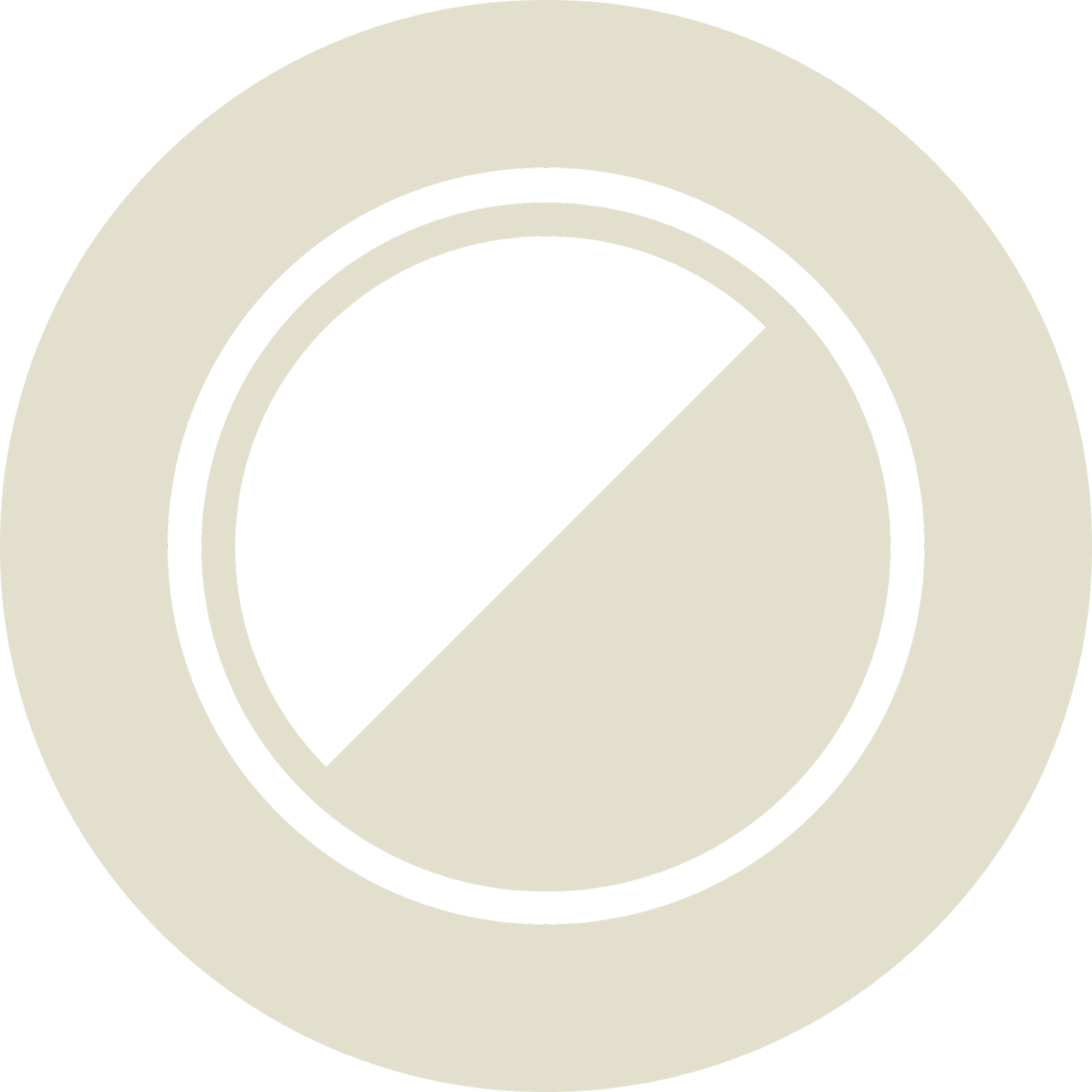 Stylized black and beige art design with concentric semi-circles and a central arrow or triangle shape.