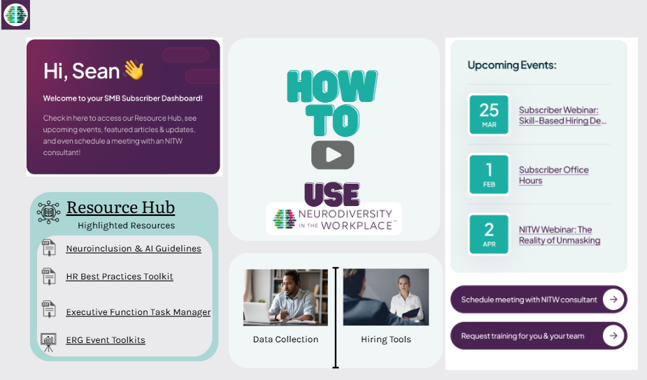 A view of the Dashboard for neuroinclusion