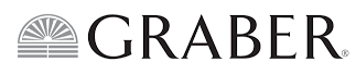 Logo of Graber, featuring a stylized sunburst design above the company name