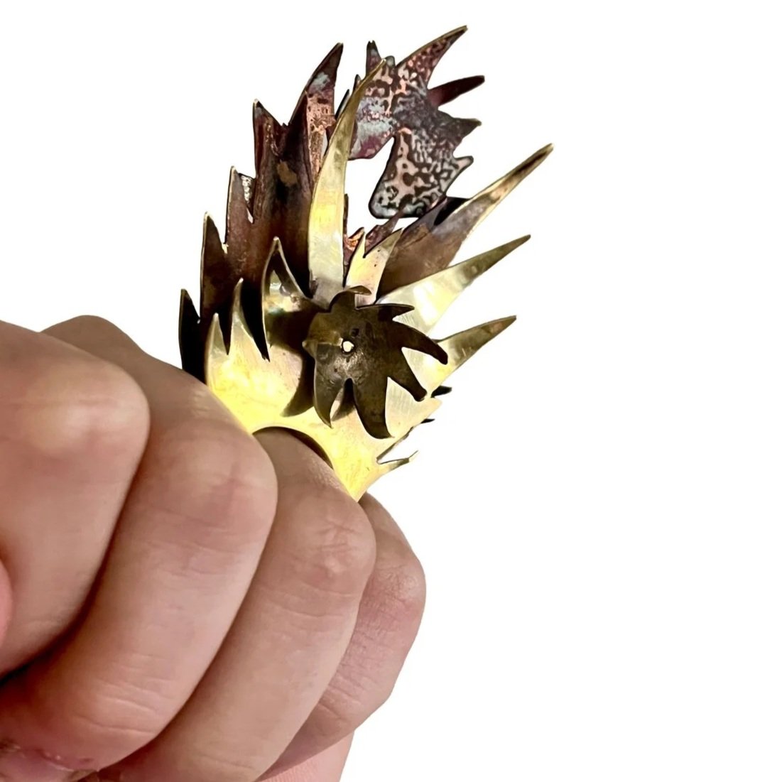 "Head Strong". Ring/fidget/weapon. 2024. Copper, brass