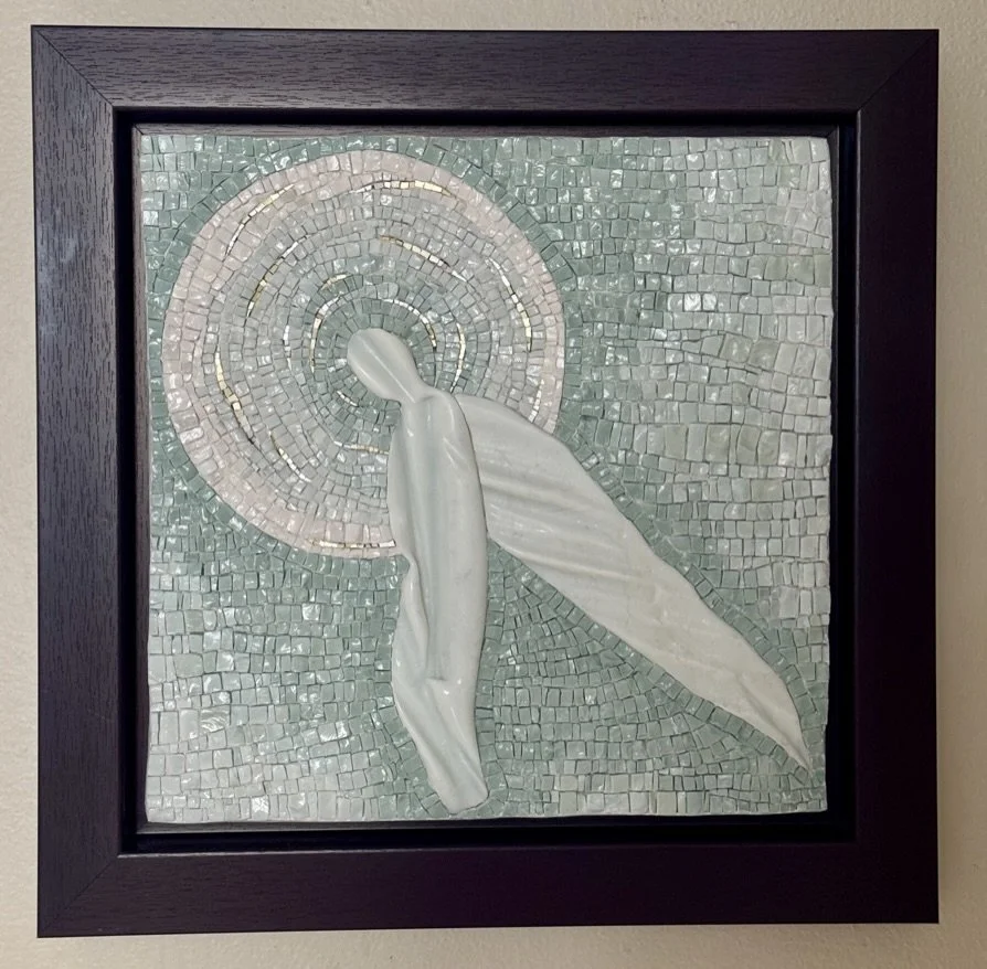 Serenity.
2025.
Smalti, glass.
18" x 18".