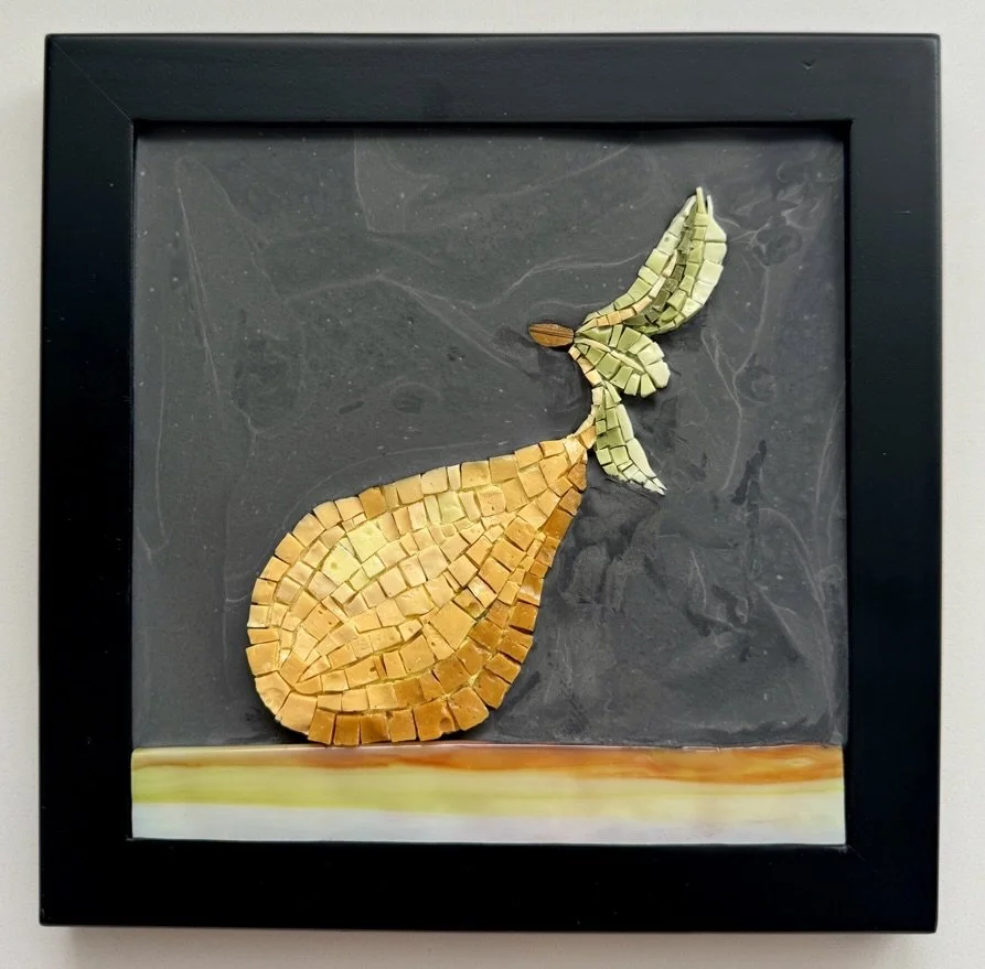 Tuscan Pear.
2025.
Smalti, glass.
8" x 8".