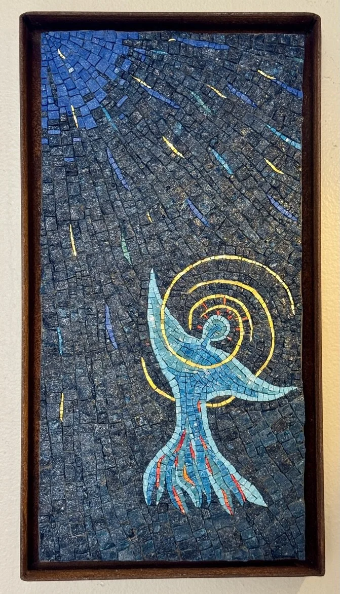 Acceptance.
2026.
Smalti, gold.
21" x 11".