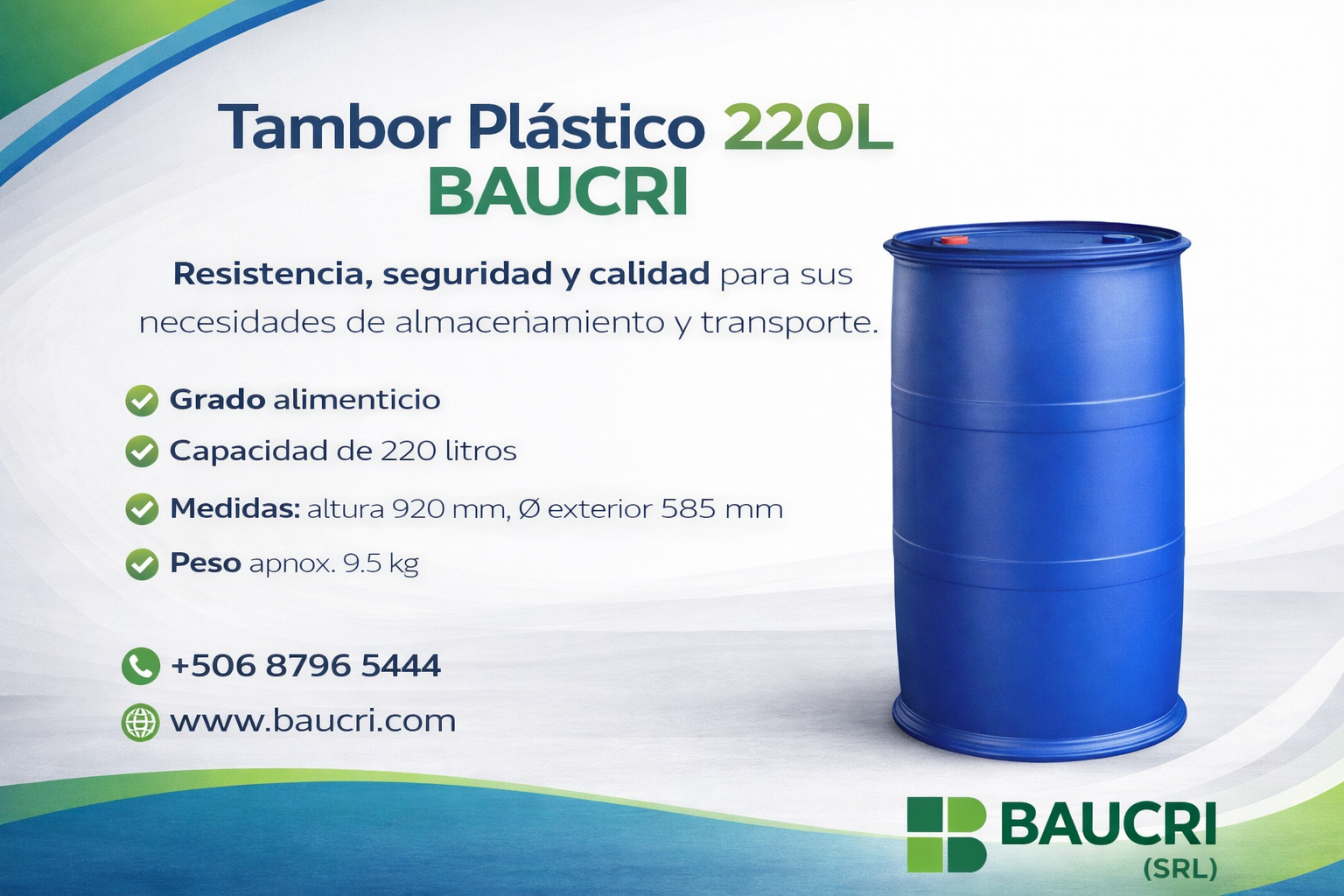 Tambor plástico  Azul 220 L Cerrado