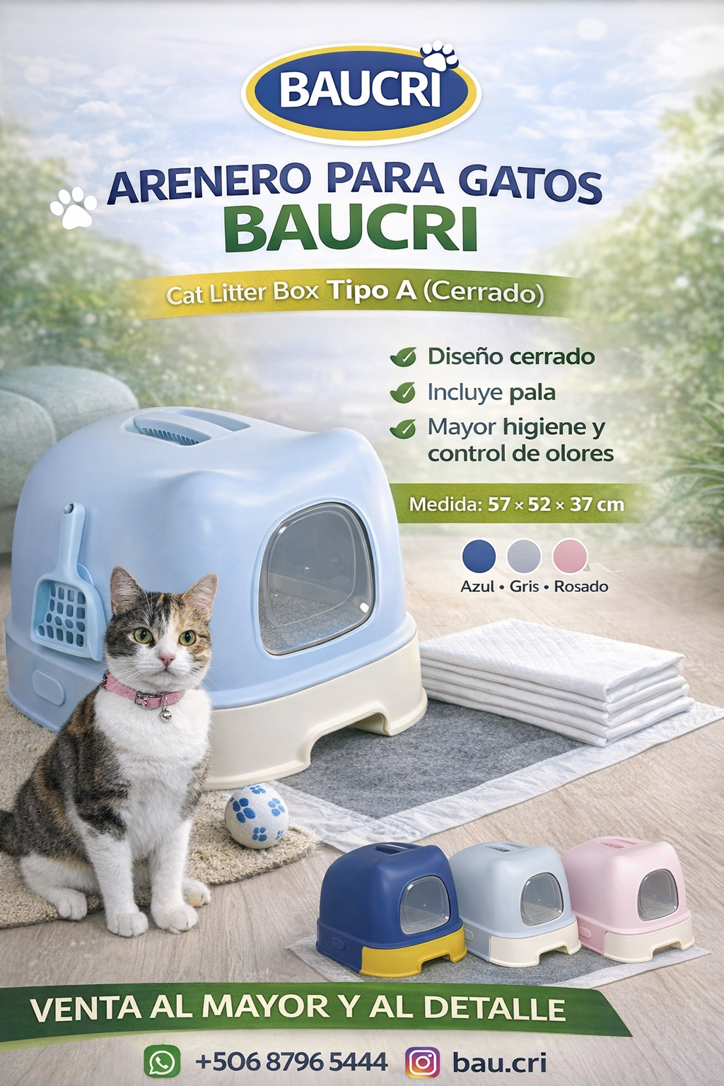 Arenero para Gatos Baucri con Diseño Cerrado