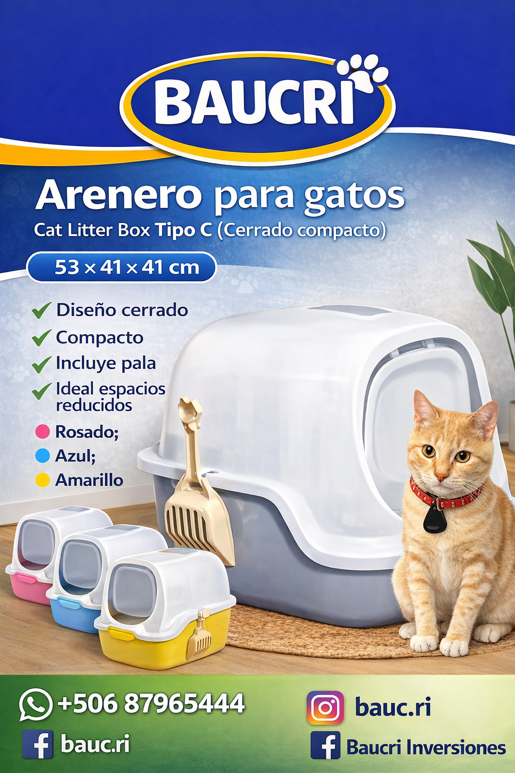 Arenero Cerrado Compacto Baucri para Gatos