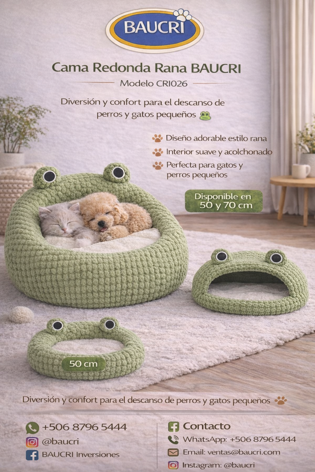 🐸🐾 Cama Redonda Rana.