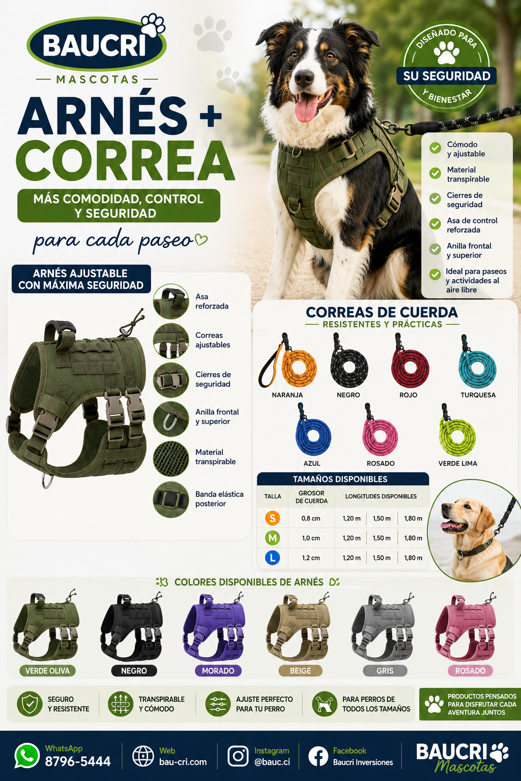 Arnés Ajustable y Correa Resistente para Mascotas
