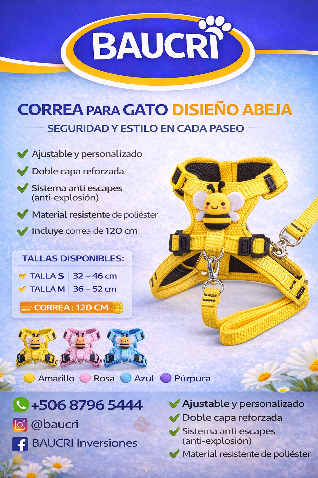 Arnés con Correa para Gato Diseño Abeja