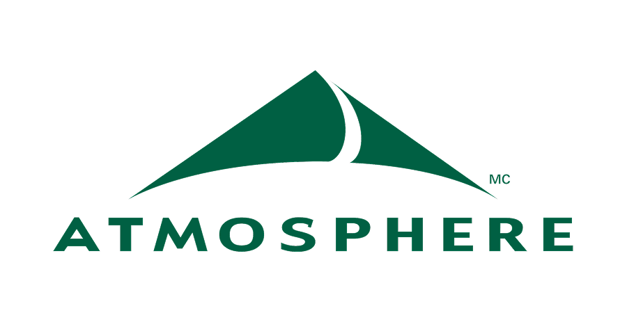 Logo de la société Atmosphere avec un sommet de montagne stylisé au-dessus du texte.