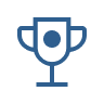 A trophy icon in dark blue.
