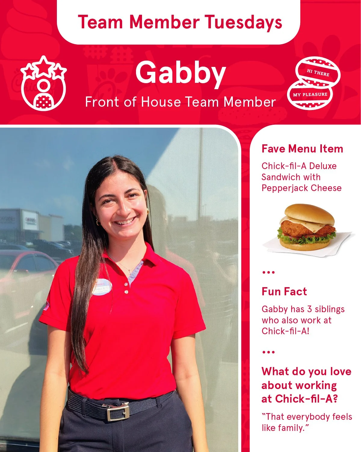 It&rsquo;s Team Member Tuesday 🌟
Meet Gabby! 👋

Whether she&rsquo;s greeting guests with a smile or helping keep things running smoothly, Gabby brings positive energy and great hospitality to every shift. Having three siblings who also work at Chic