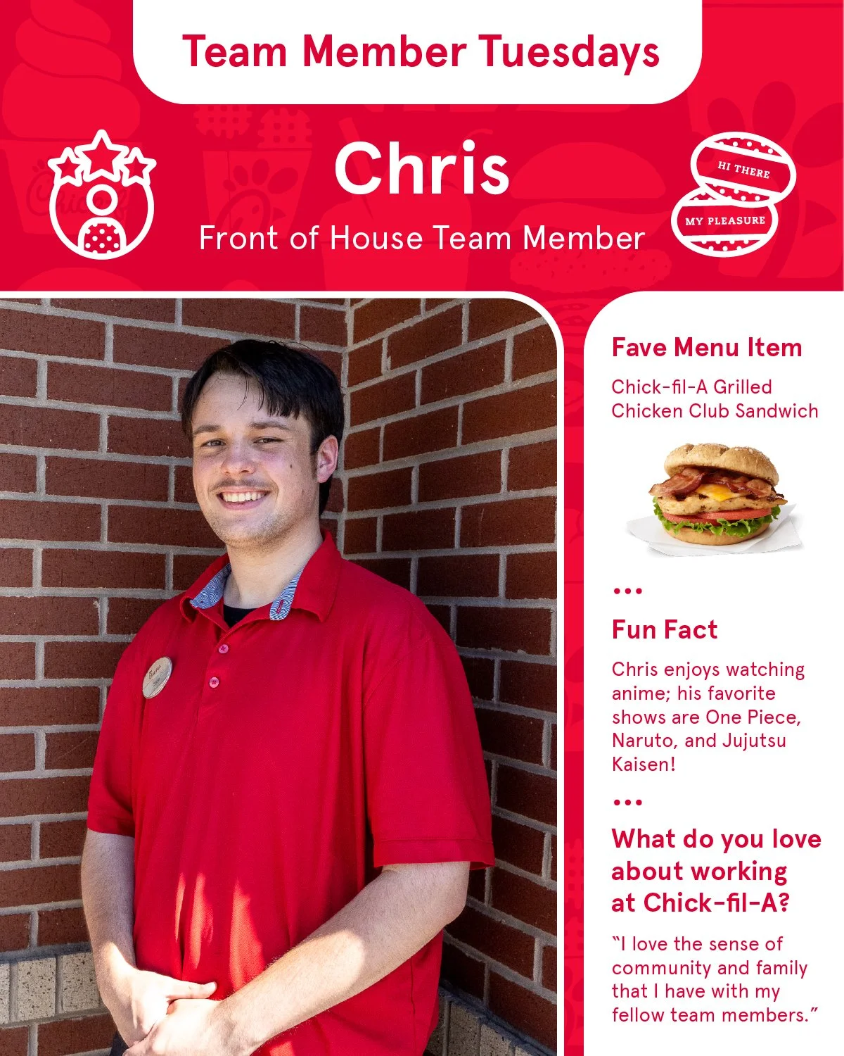 It&rsquo;s Team Member Tuesday 🌟
Meet Chris! 👋

Chris has a way of making everyone feel like a friend. His positive attitude is contagious, and his friendly conversations can make anyone's day a little better. We're lucky to have someone who brings