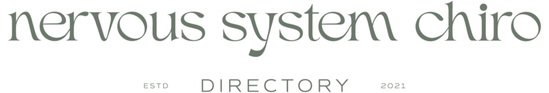 Text reading 'nervous system chiro' with 'ESTD', 'DIRECTORY', and '2021' in smaller print.