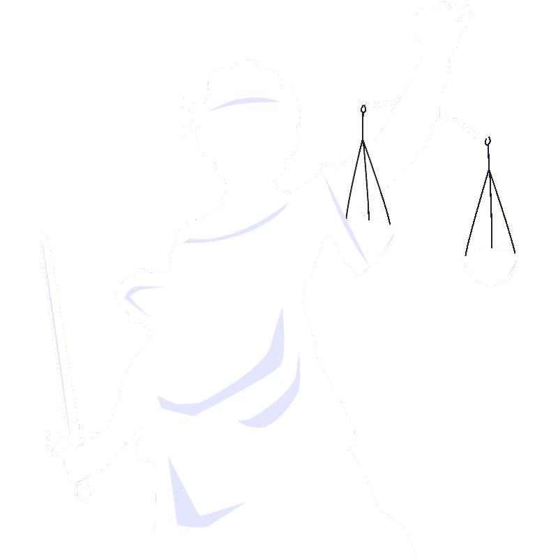 Silhouette of a woman holding a sword in one hand and scales of justice in the other.