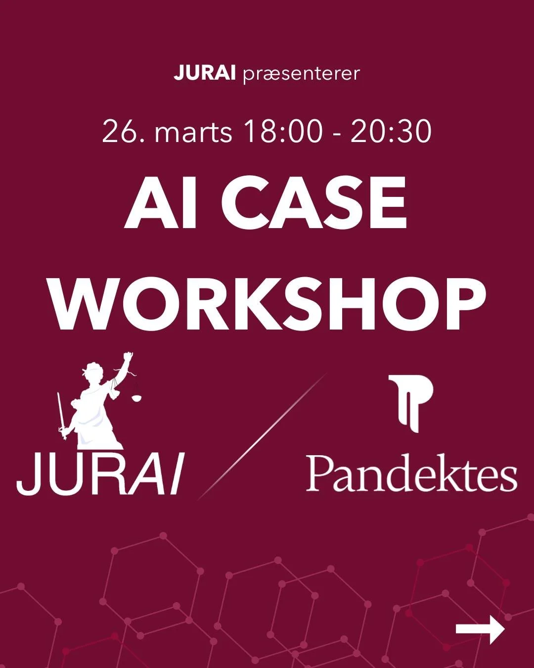 Klar til at f&aring; hands-on erfaring med AI?🚀

Vores AI-fokuserede case workshop med Pandektes d. 26. marts 2026 en unik mulighed for at st&aring; st&aelig;rkere - b&aring;de p&aring; studiet og din fremtidige arbejdsplads ⚡️

Pandektes er en af D