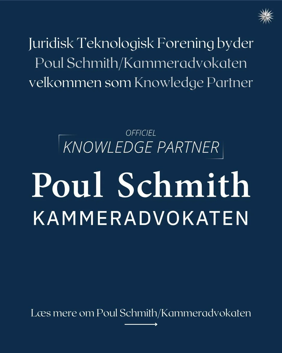 Poul Schmith/Kammeradvokaten indtr&aelig;der som eksklusiv Knowledge Partner i Juridisk Teknologisk Forening⭐ 

@poulschmith er blandt Danmarks st&oslash;rste full-service advokatfirmaer, hvor AI og legal tech har en central plads p&aring; dagsordene
