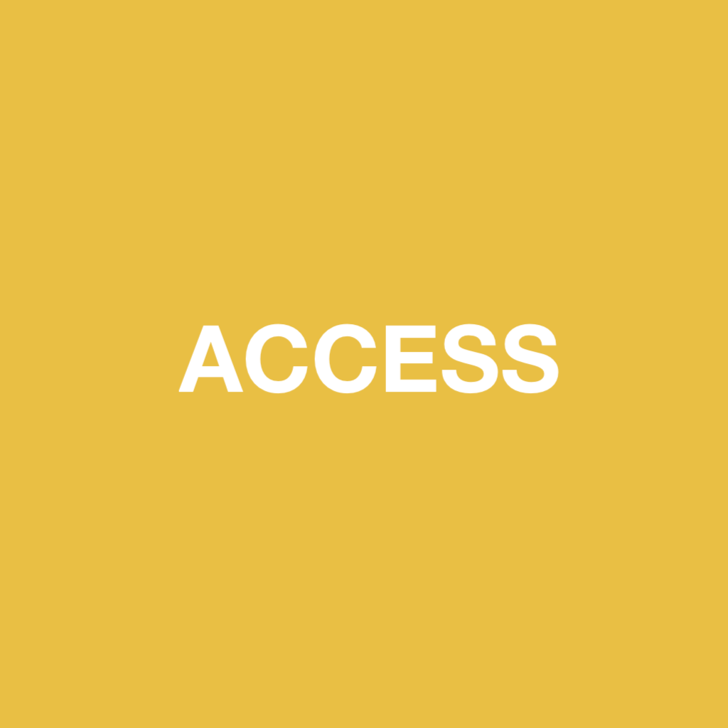 Yellow background with the word "ACCESS" in white, bold letters.