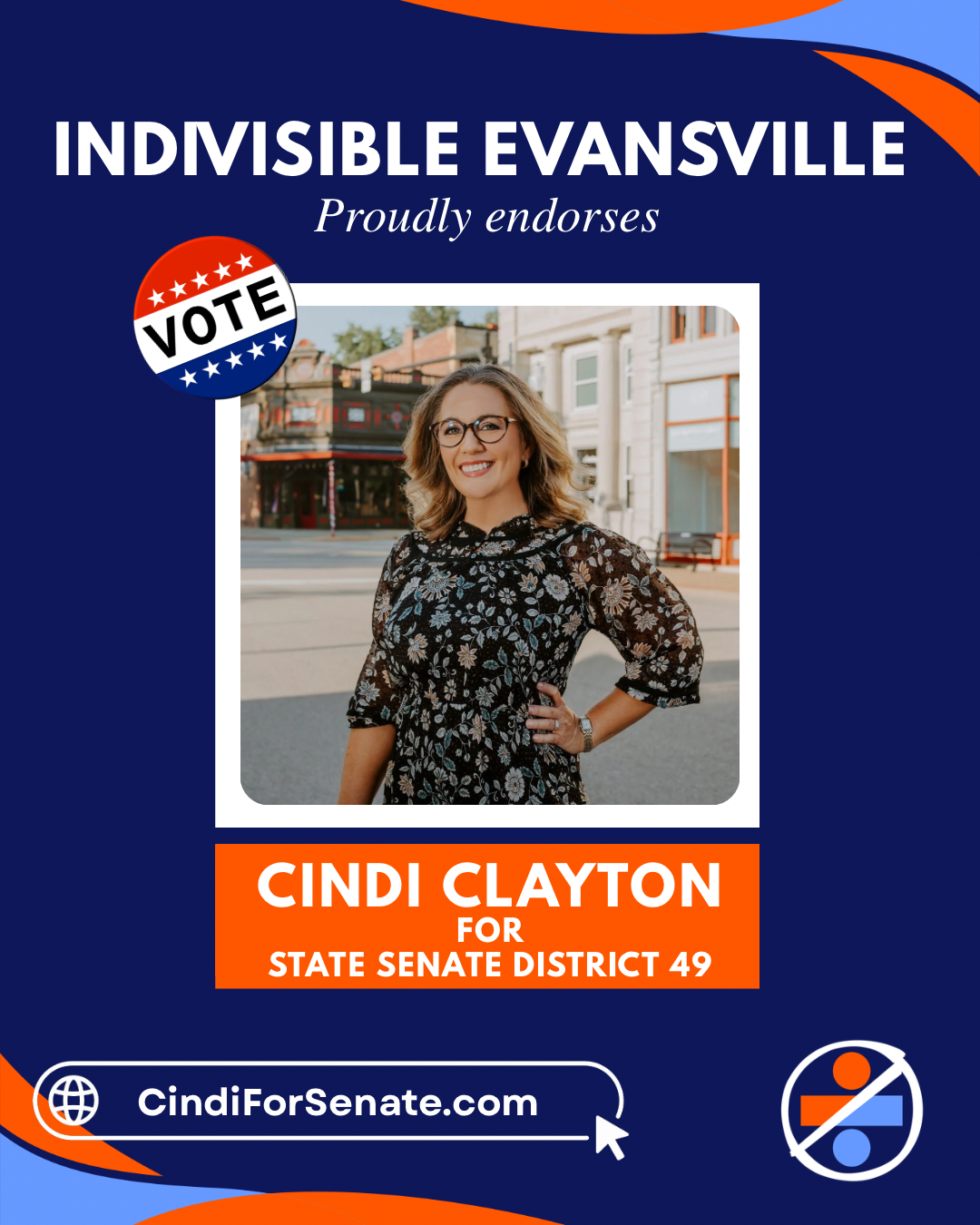 Indivisible Evansville proudly endorses Cindi Clayton for State Senate District 49