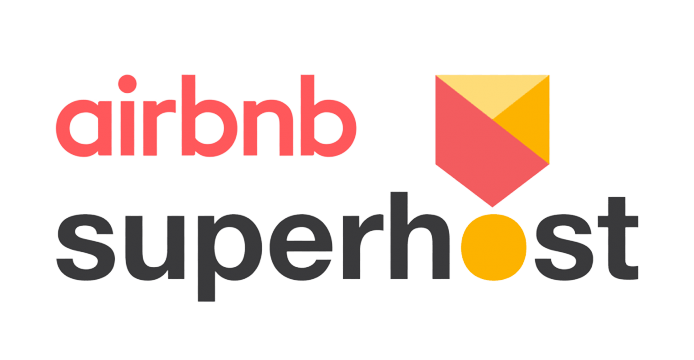 Airbnb Superhost logo with text and a geometric icon.
