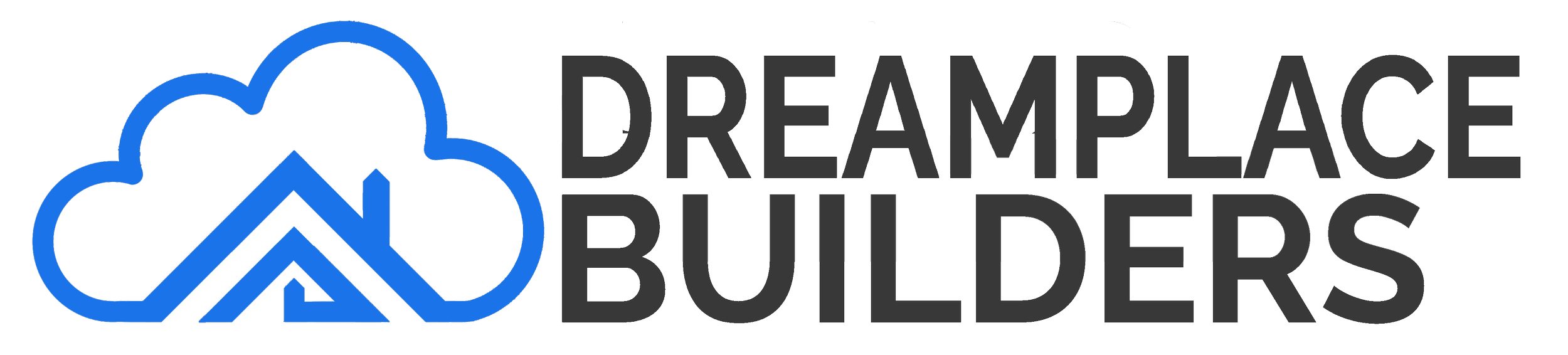 Logo for Dreamplace Builders with a blue cloud outline and a stylized house inside.