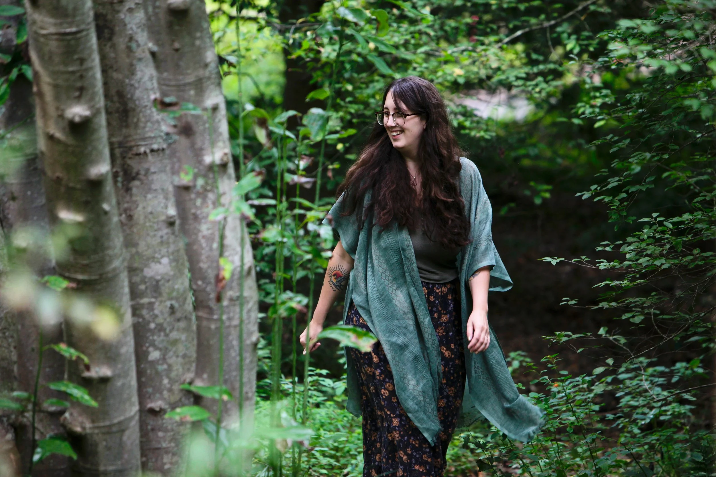 Woman at asheville botanical gardens