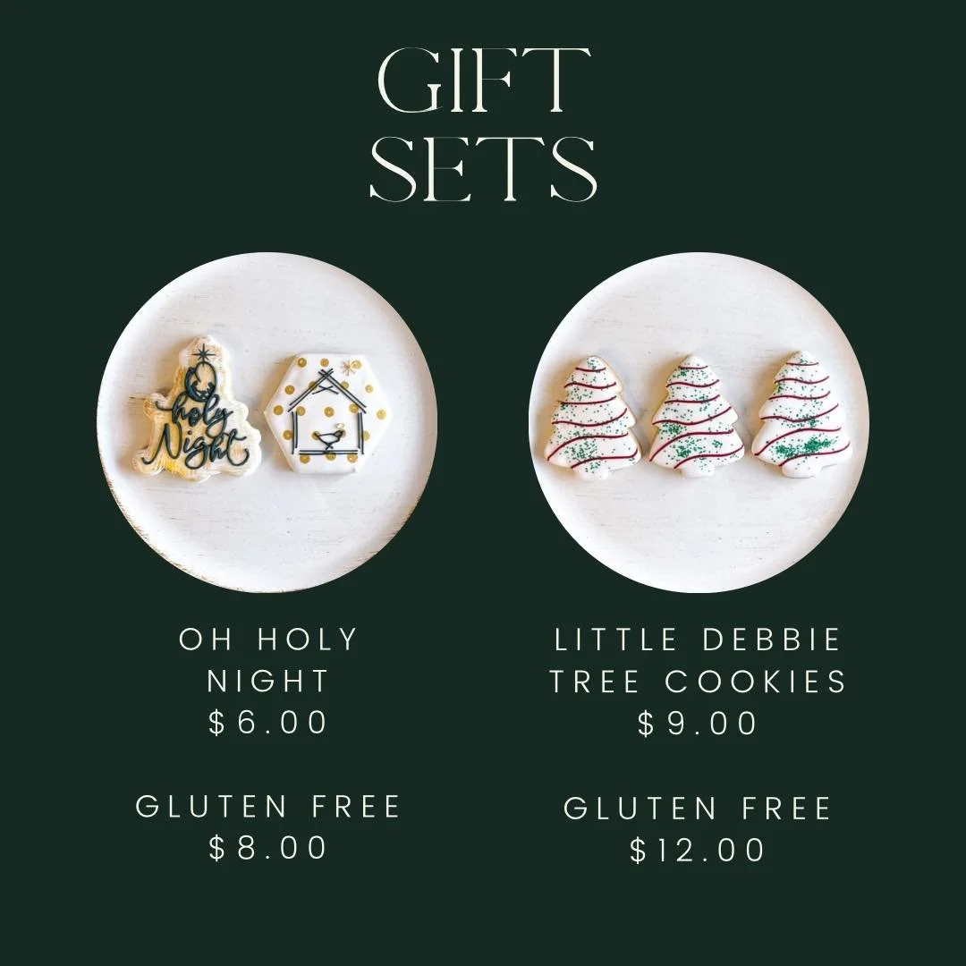 Great for small gifts! Gift sets come packaged in a box with bow and tag. Available gluten free for surcharge. Order now at www.bakedbyarlie.com