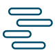 Abstract image of five horizontal, parallel, off-set blue outline pill shapes on a white background