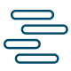 Abstract image of five horizontal, parallel, off-set blue outline pill shapes on a white background