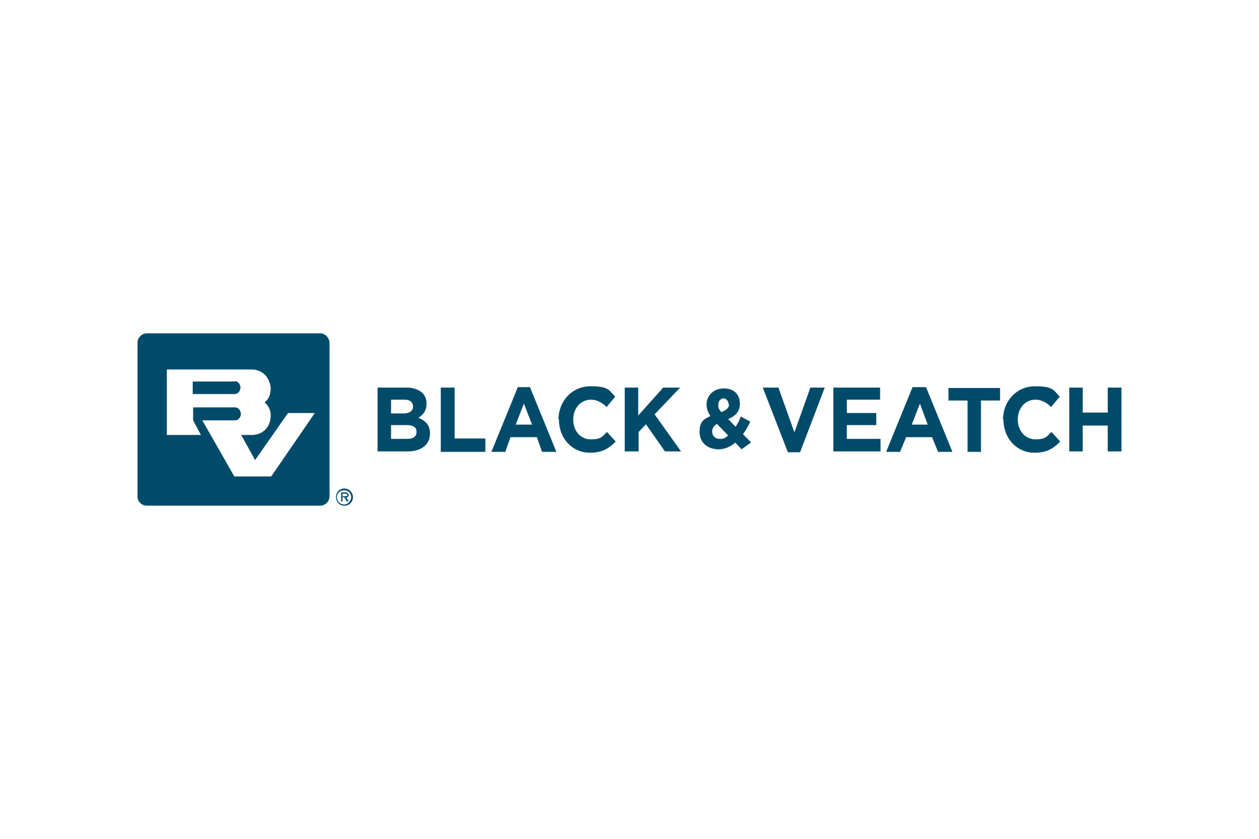 Black & Veatch logo with a blue square containing a black 'B' and 'V' intertwined, and the company name in dark blue letters.