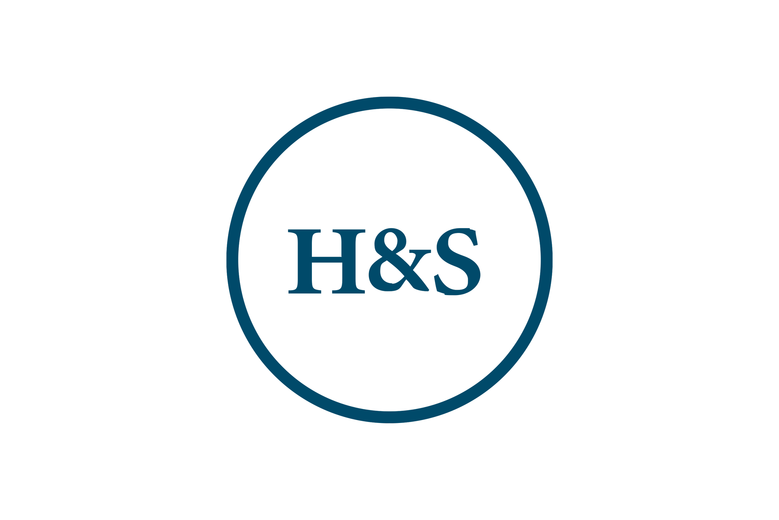 H&S logo with text inside a blue circle on a black background